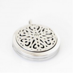 Perfume/Essential Oil Locket - Quilted Hearts - Silver Tone